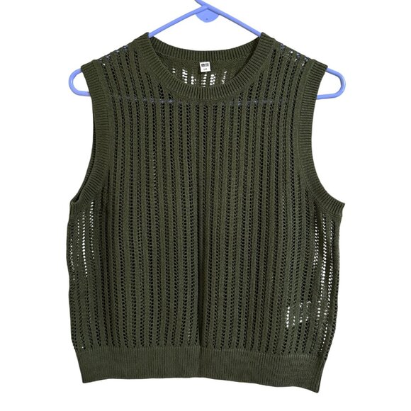 NWOT Uniqlo Mesh Crew Neck Sleeveless Short Sweater - Picture 3 of 7